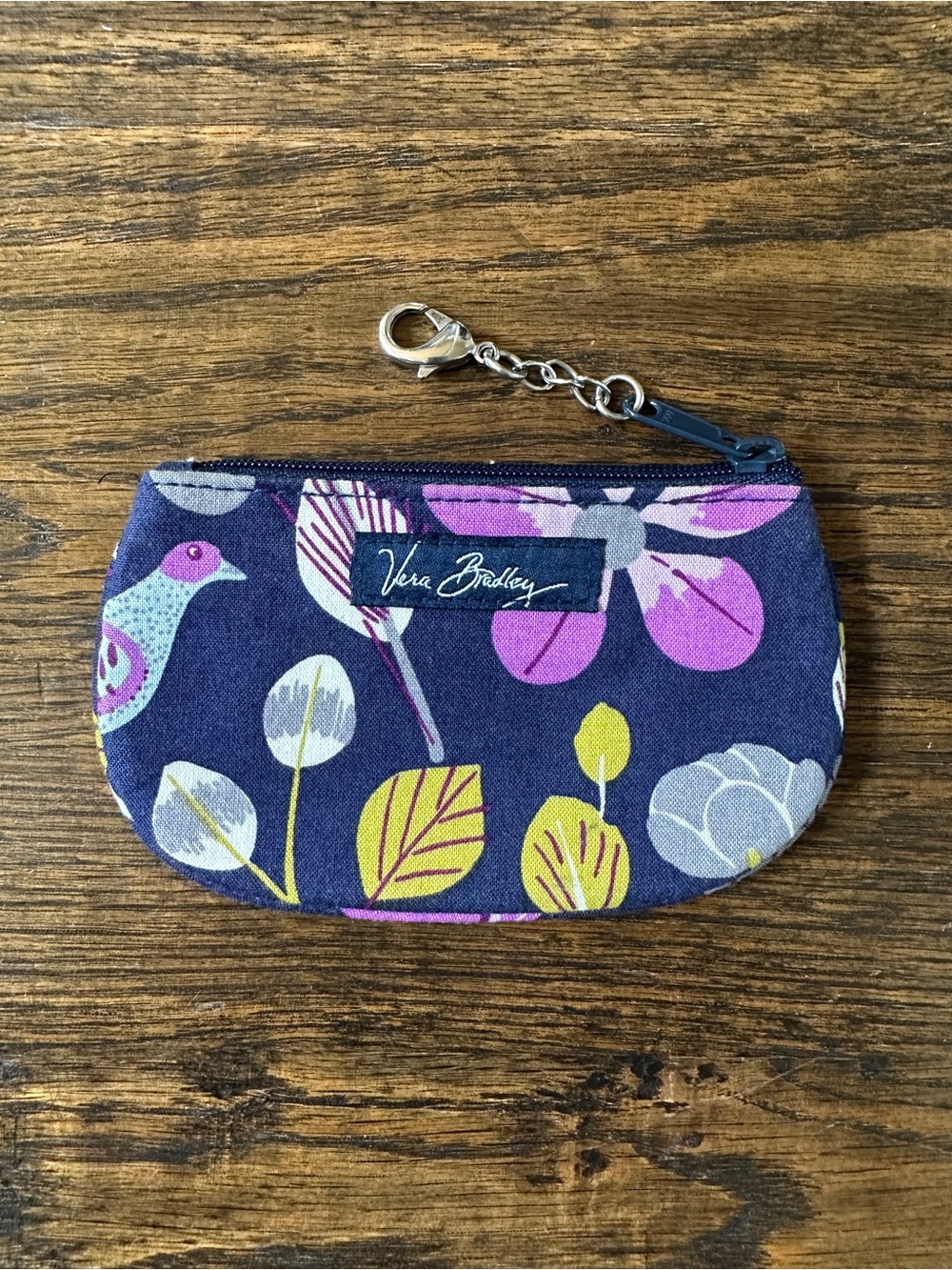 New Vera Bradley Clip Zip Up ID Card Case Nightingale Coin Pouch Bag Walle